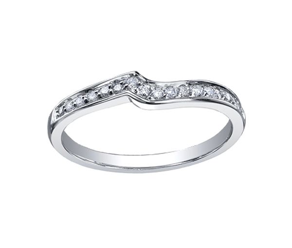 JONC CONTOUR EN OR 14K BLANC SERTI DE DIAMANTS